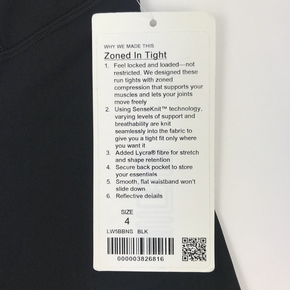 NWT Lululemon High Rise Black Zoned In Legging - Picture 5 of 8